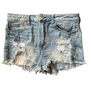 American Eagle Outfitters Light Blue Distressed Jean Shorts